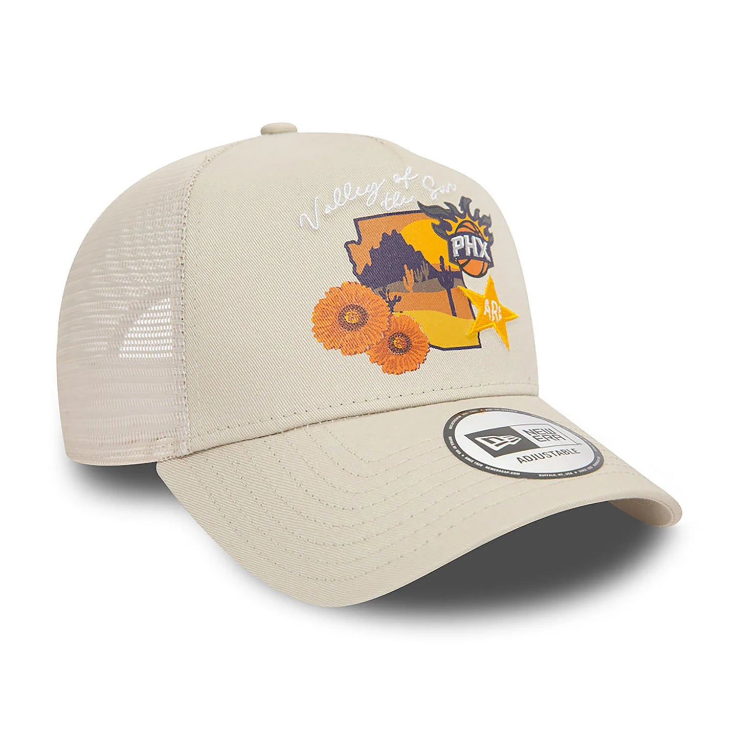 NEW ERA Phoenix Suns NBA Team Logo Light Beige A-Frame Trucker Cap
