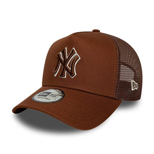 NEW ERA New York Yankees MLB Outline Brown 9FORTY E-Frame Trucker Adjustable Cap