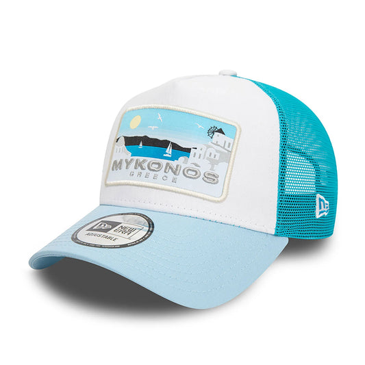 NEW ERA Summer Mykonos Pastel Blue A-Frame Trucker Cap
