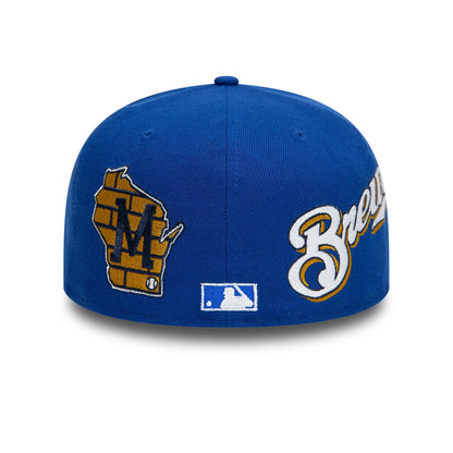 NEW ERA Milwaukee Brewers Image MLB All Over Print Blue 59FIFTY Fitted Cap