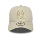 New Era New York Yankees MLB League Essential Light Beige 9FORTY E-Frame Trucker Adjustable Cap