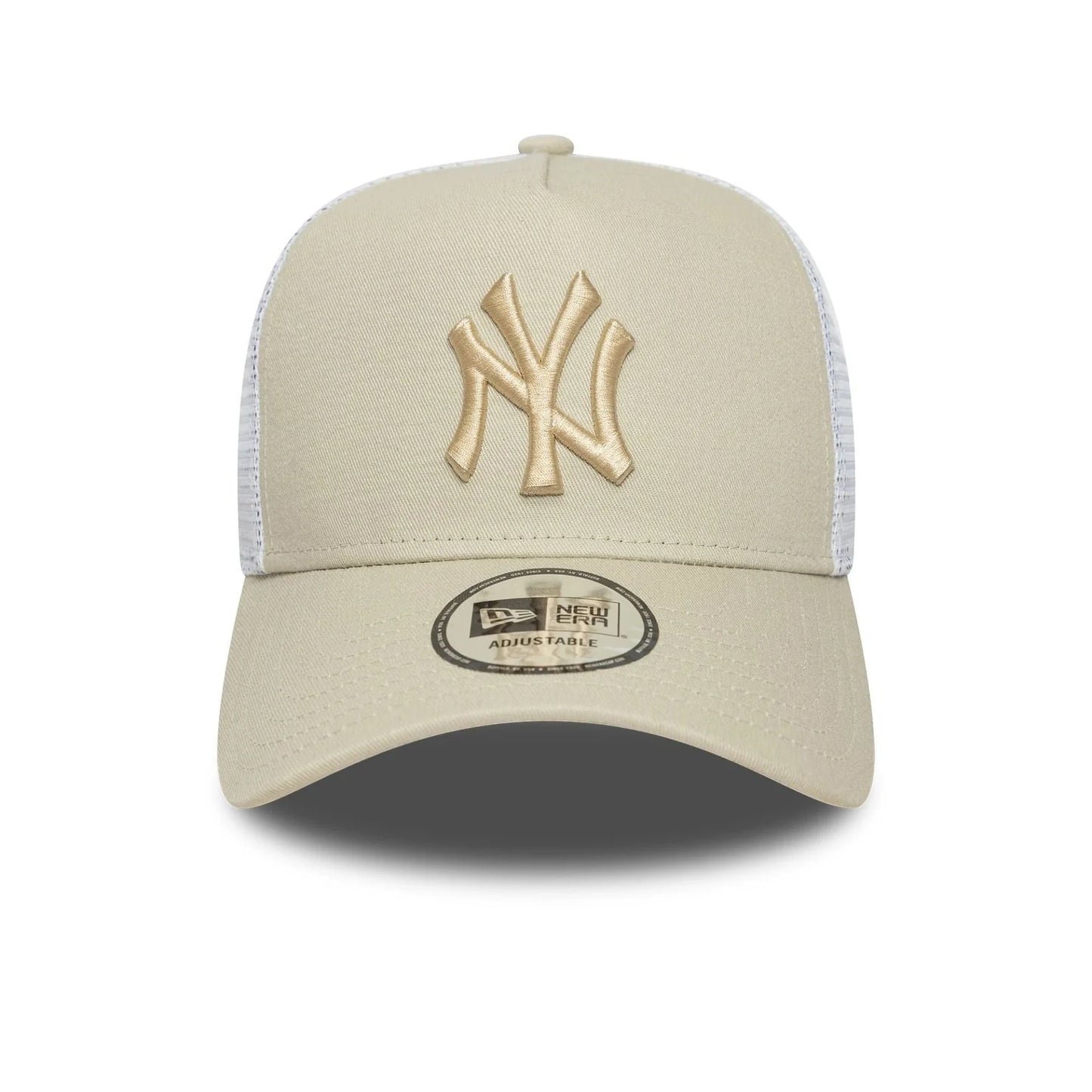 New Era New York Yankees MLB League Essential Light Beige 9FORTY E-Frame Trucker Adjustable Cap