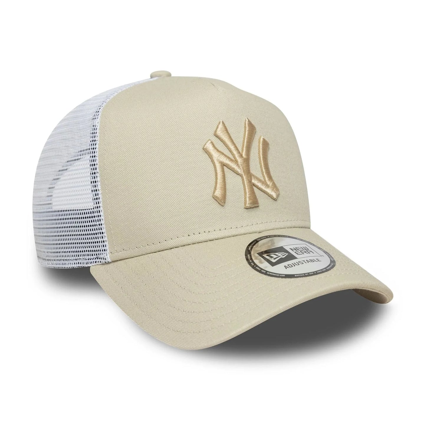 New Era New York Yankees MLB League Essential Light Beige 9FORTY E-Frame Trucker Adjustable Cap