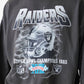 Las Vegas Raiders NFL Washed Boxy Dark Grey Oversized Crew Neck Sweater