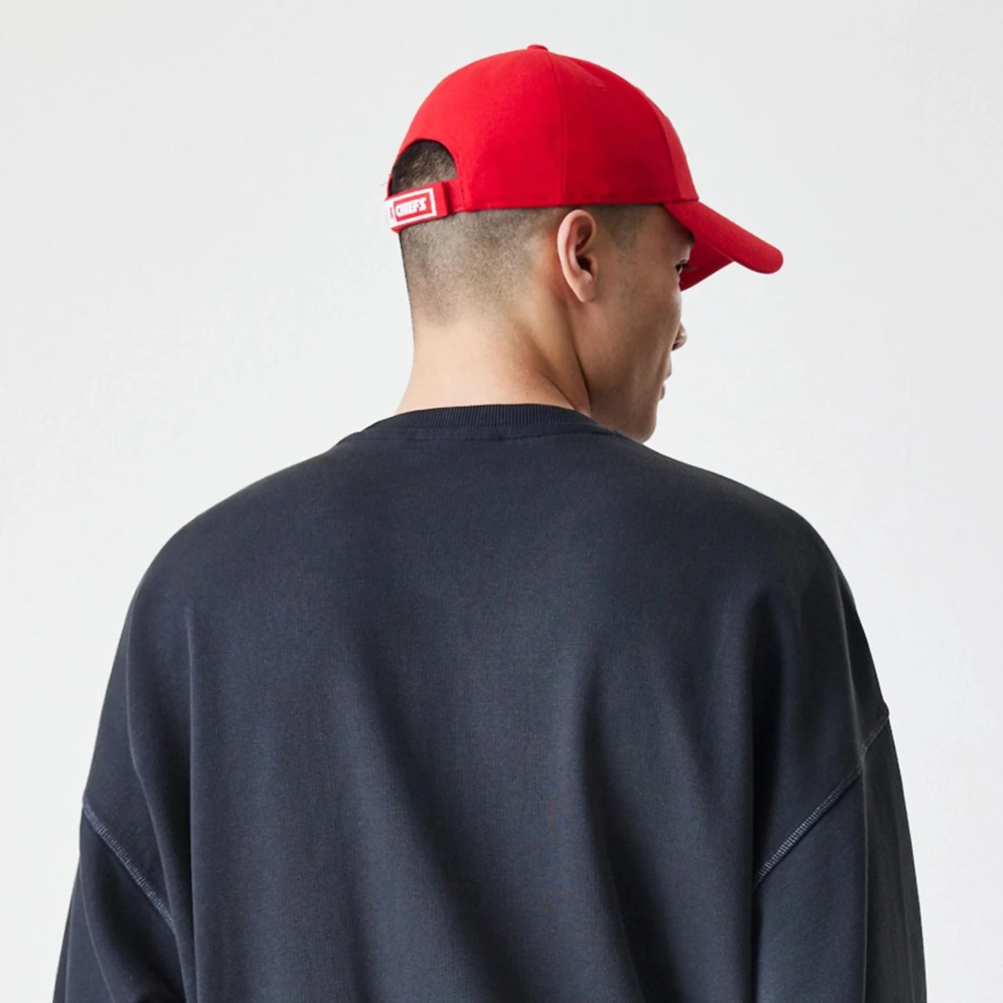 Kansas City Chiefs NFL Washed Boxy Black Oversized Crew Neck Sweater