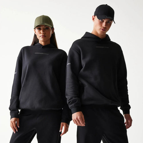 New Era Tech Black Oversized Pullover Hoodie