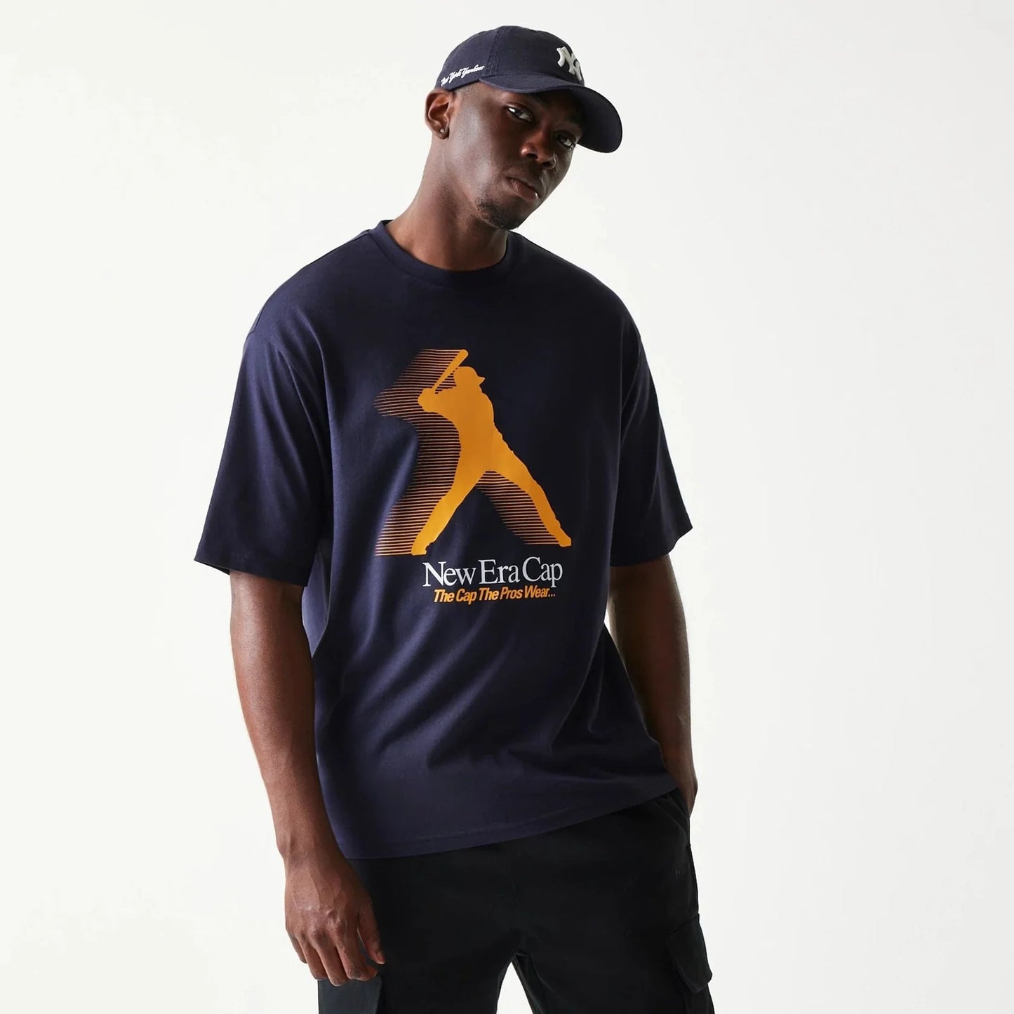 New Era Baseball Player Graphic Navy Oversized T-Shirt