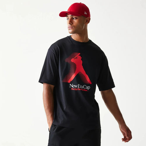 New Era Baseball Player Graphic Black Oversized T-Shirt