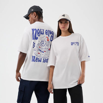 NEW ERA Fun Pizza Graphic White Oversized T-Shirt