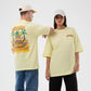 NEW ERA Fun Beach Party Graphic Pastel Yellow Oversized T-Shirt