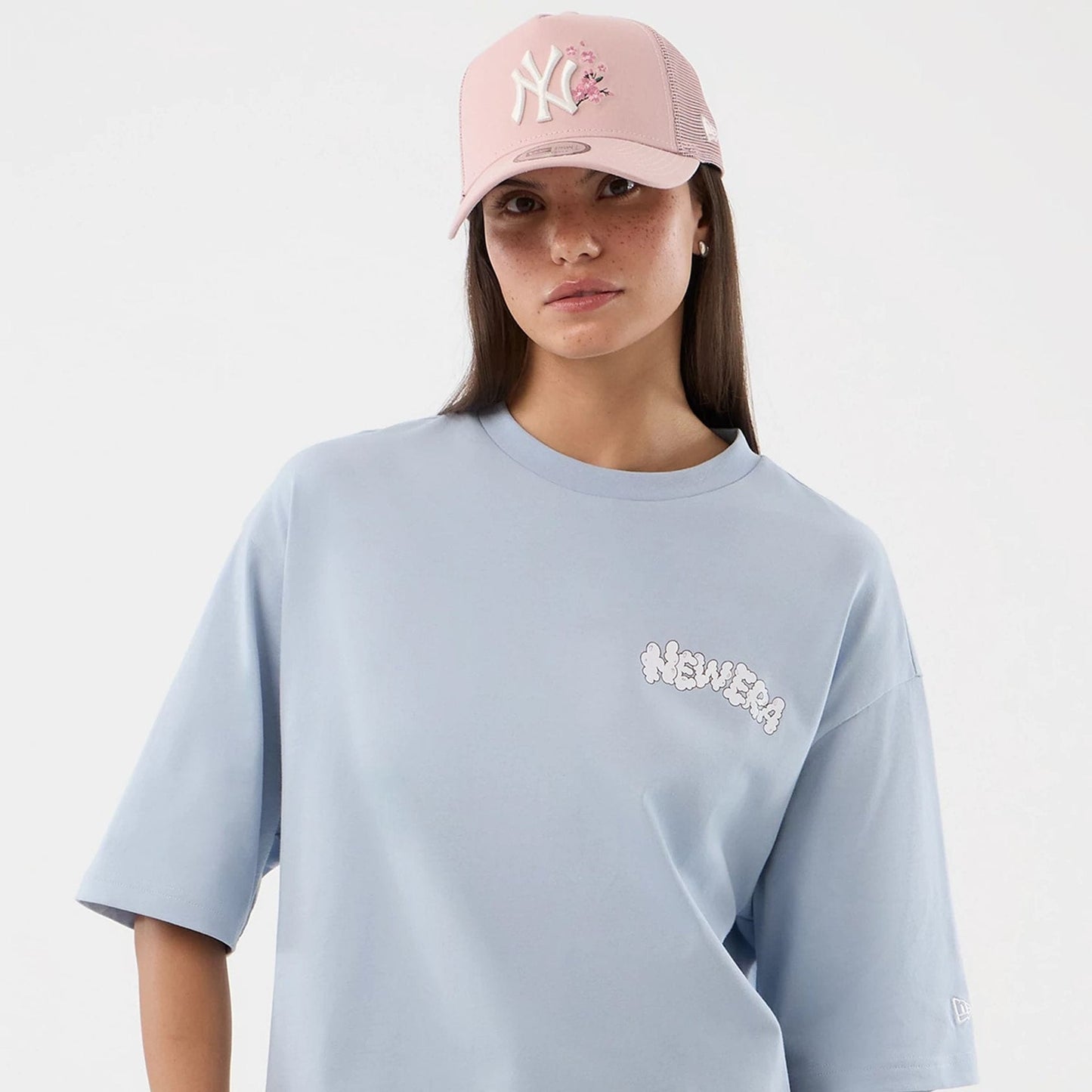 NEW ERA  Fun Block Party Graphic Pastel Blue Oversized T-Shirt