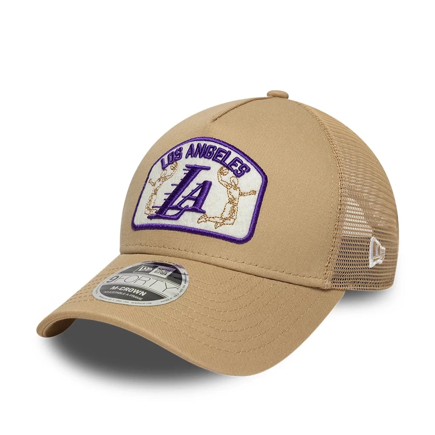 NEW ERA LA Lakers NBA Beige 9FORTY M-Crown A-Frame Trucker Adjustable Cap