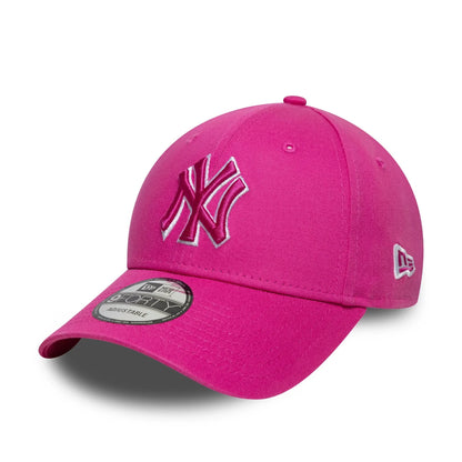 New Era New York Yankees MLB Team Outline Bright Pink 9FORTY Adjustable Cap