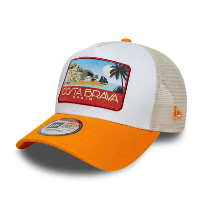 New Era Location Orange 9FORTY A-Frame Trucker Adjustable Cap