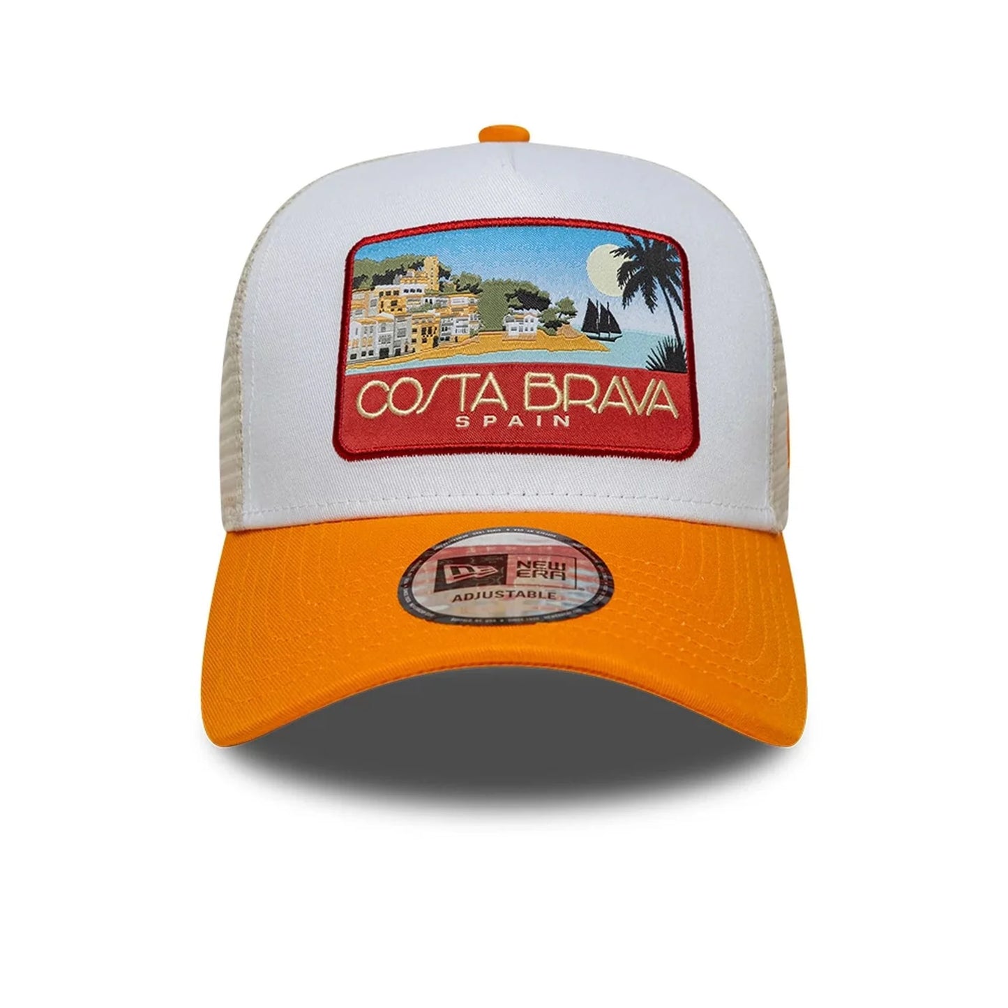 New Era Location Orange 9FORTY A-Frame Trucker Adjustable Cap