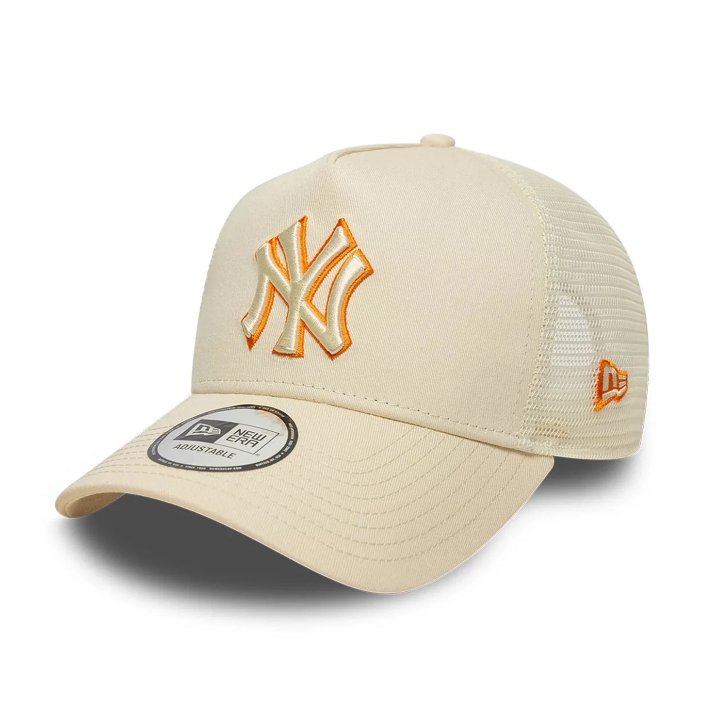 New York Yankees MLB Outline Cream 9FORTY E-Frame Trucker Adjustable Cap