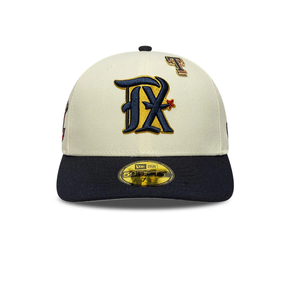 New Era Texas Rangers MLB Pin Cream & Navy 59FIFTY Fitted Cap