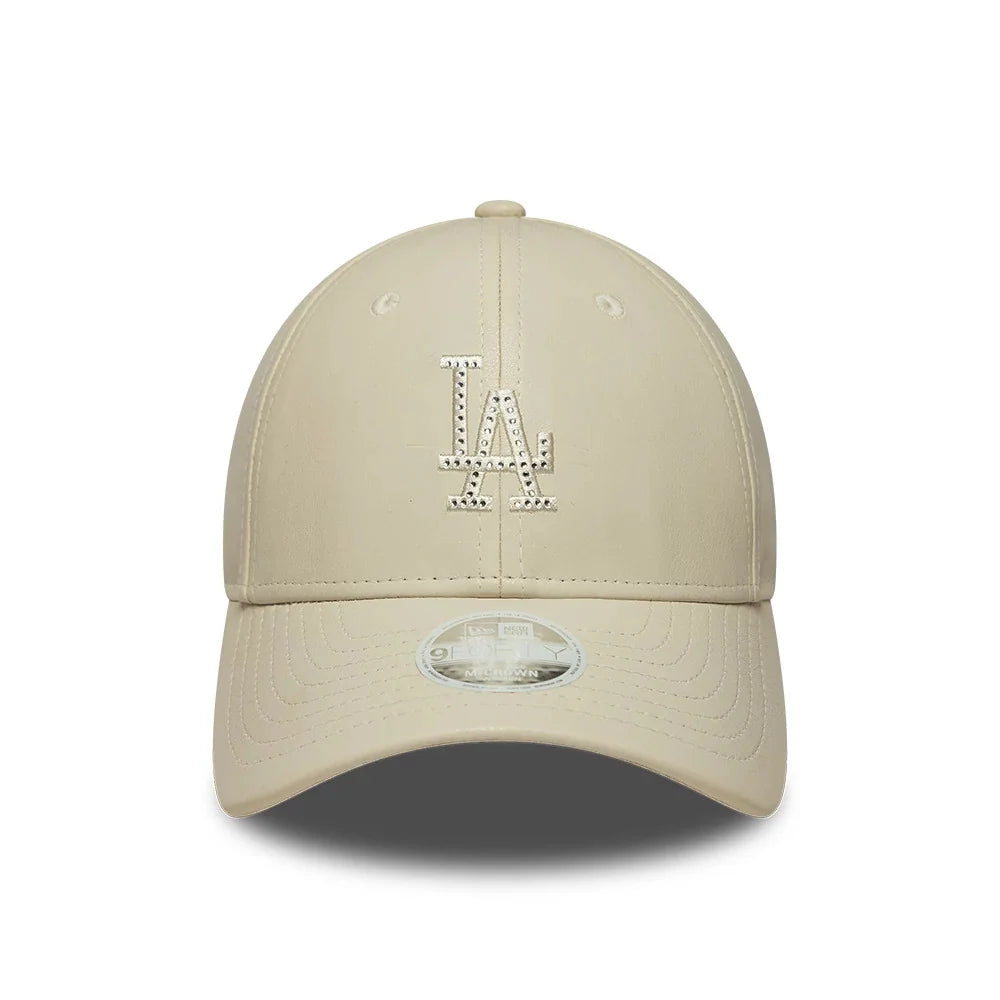 NEW ERA LA Dodgers Womens MLB Diamante PU Cream 9FORTY M-Crown Adjustable Cap