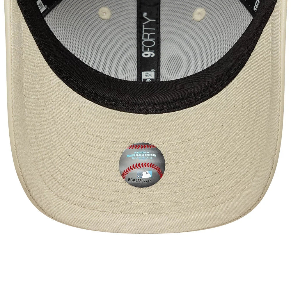 NEW ERA LA Dodgers Womens MLB Diamante PU Cream 9FORTY M-Crown Adjustable Cap