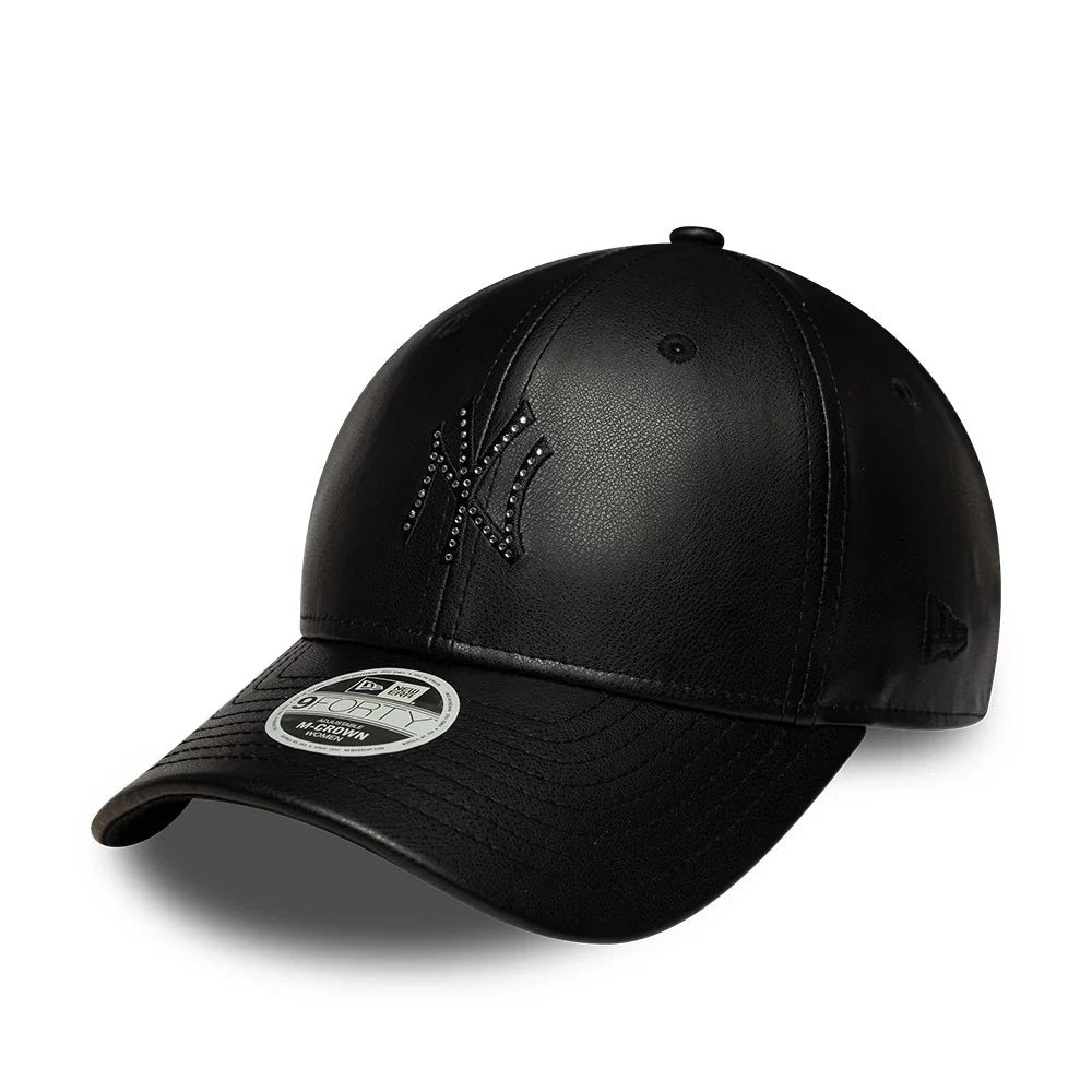 NEW ERA New York Yankees Womens MLB Diamante PU Black 9FORTY M-Crown Adjustable Cap