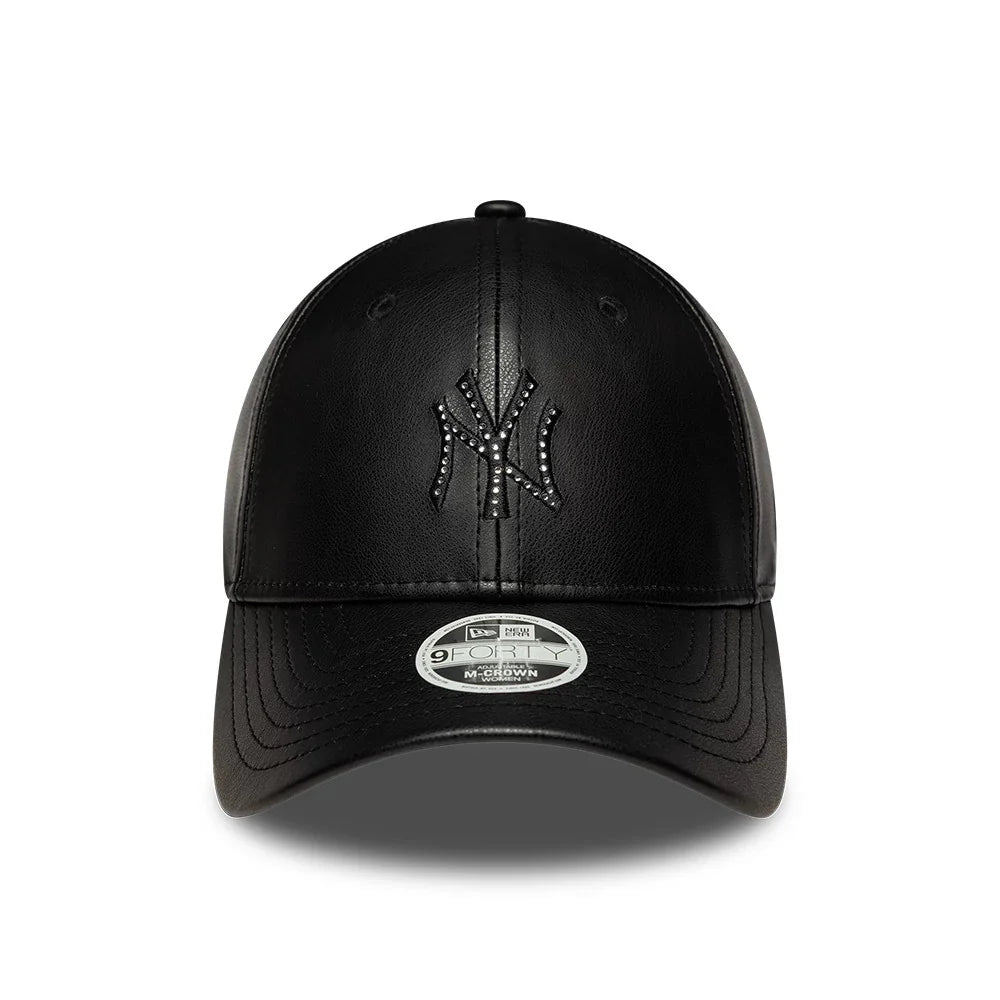 NEW ERA New York Yankees Womens MLB Diamante PU Black 9FORTY M-Crown Adjustable Cap