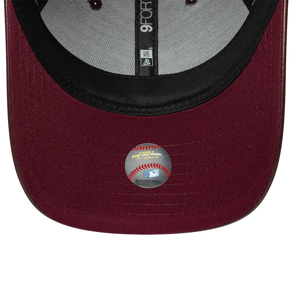 NEW ERA New York Yankees Womens MLB Diamante PU Dark Red 9FORTY M-Crown Adjustable Cap