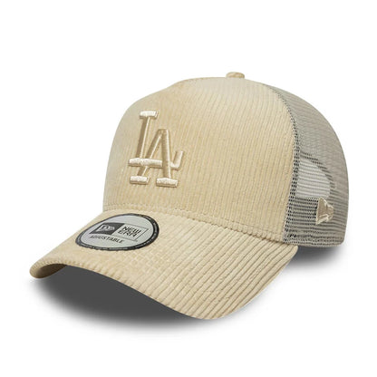 NEW ERA LA Dodgers MLB Cord Cream 9FORTY A-Frame Trucker Adjustable Cap