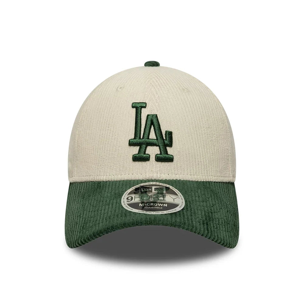 New Era LA Dodgers MLB Cord Cream & Green 9FORTY M-Crown Adjustable Cap