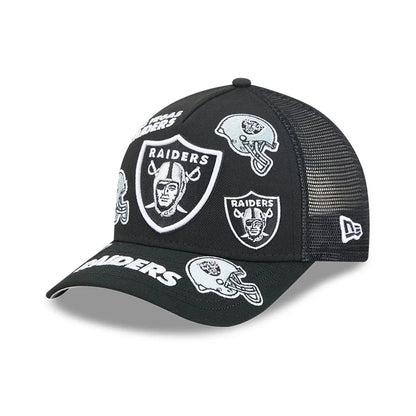 NEW ERA Raiders NFL All Over Black 9FORTY M-Crown A-Frame Trucker Adjustable Cap