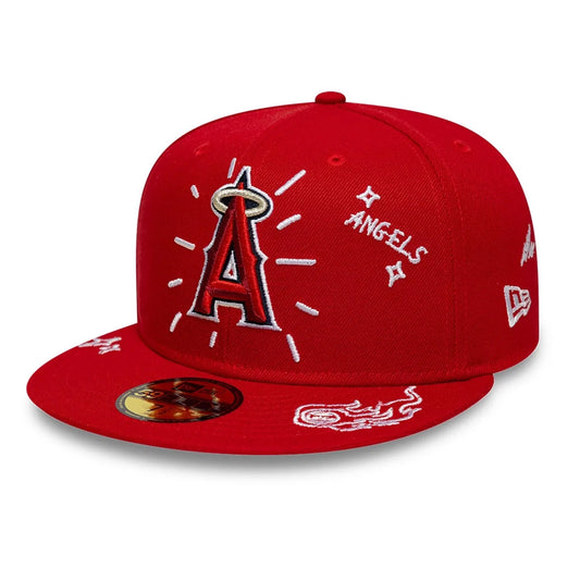 NEW ERA LA Angels MLB Scribble Red 59FIFTY Fitted Cap