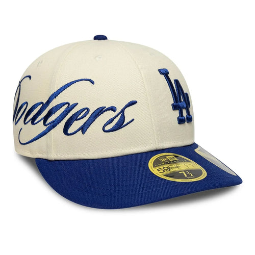 NEW ERA LA Dodgers MLB Side Script Cream Low Profile 59FIFTY Fitted Cap
