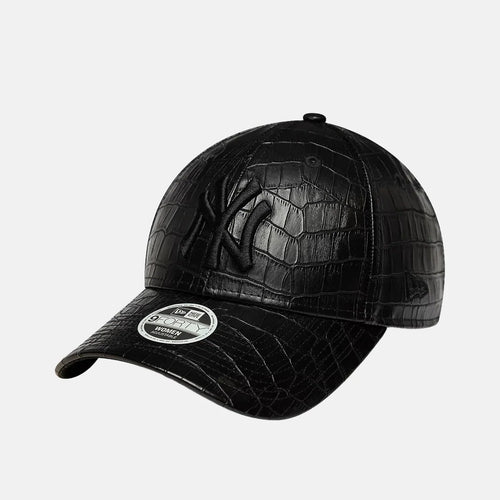 NEW ERA  Womens 9FORTY NY YANKEES CROC Black Croc Embossed Faux Leather Cap