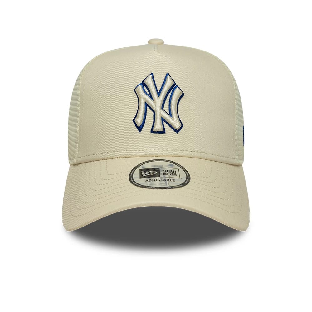 NEW ERA New York Yankees MLB Outline Cream 9FORTY E-Frame Trucker Adjustable Cap