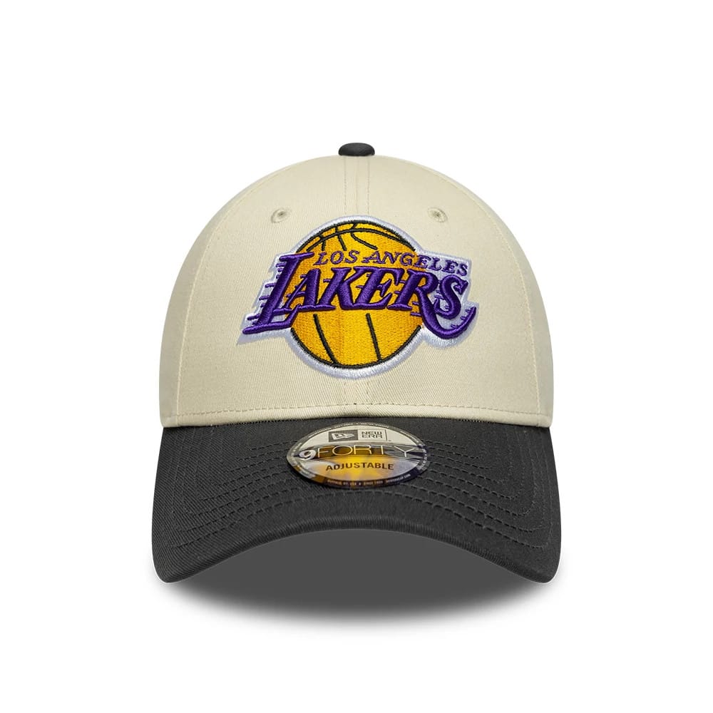 NEW ERA LA Lakers NBA Colourblock Cream & Black 9FORTY Adjustable Cap