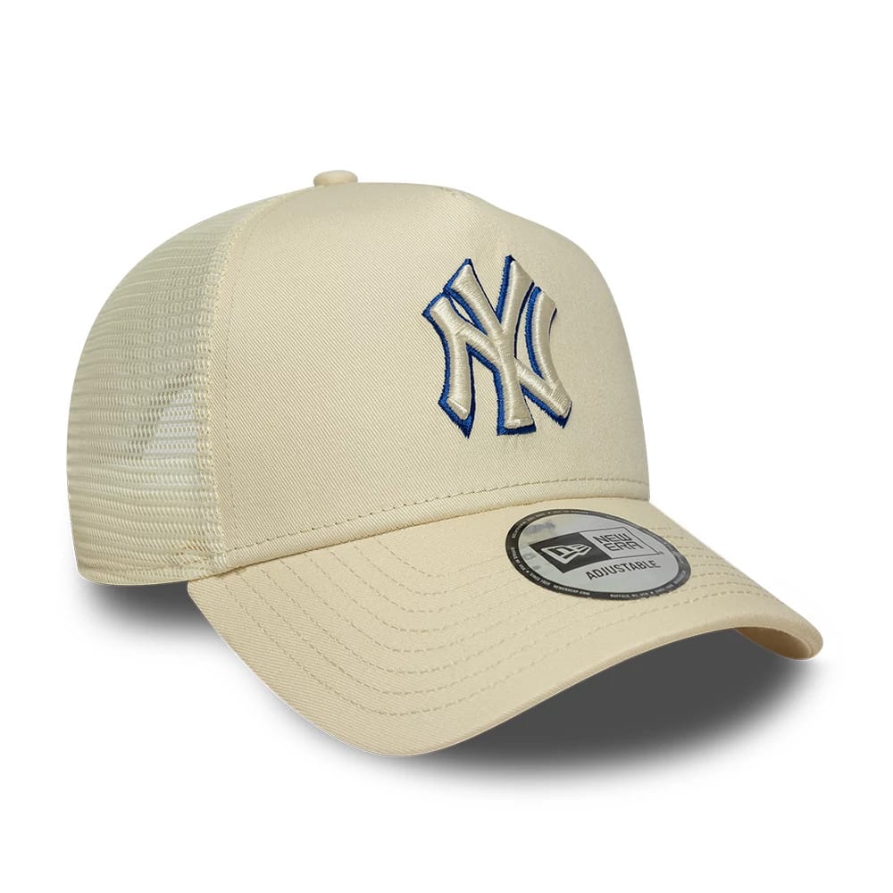 NEW ERA New York Yankees MLB Outline Cream 9FORTY E-Frame Trucker Adjustable Cap
