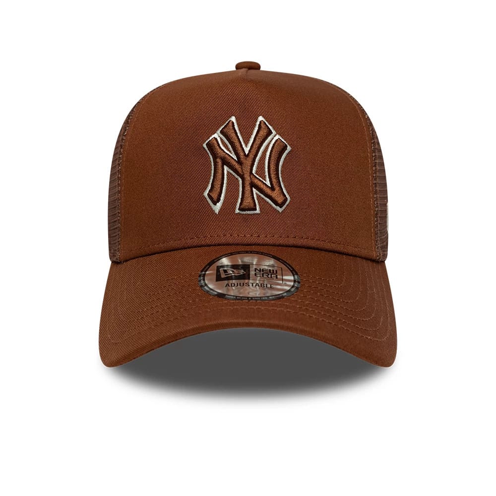 NEW ERA New York Yankees MLB Outline Brown 9FORTY E-Frame Trucker Adjustable Cap