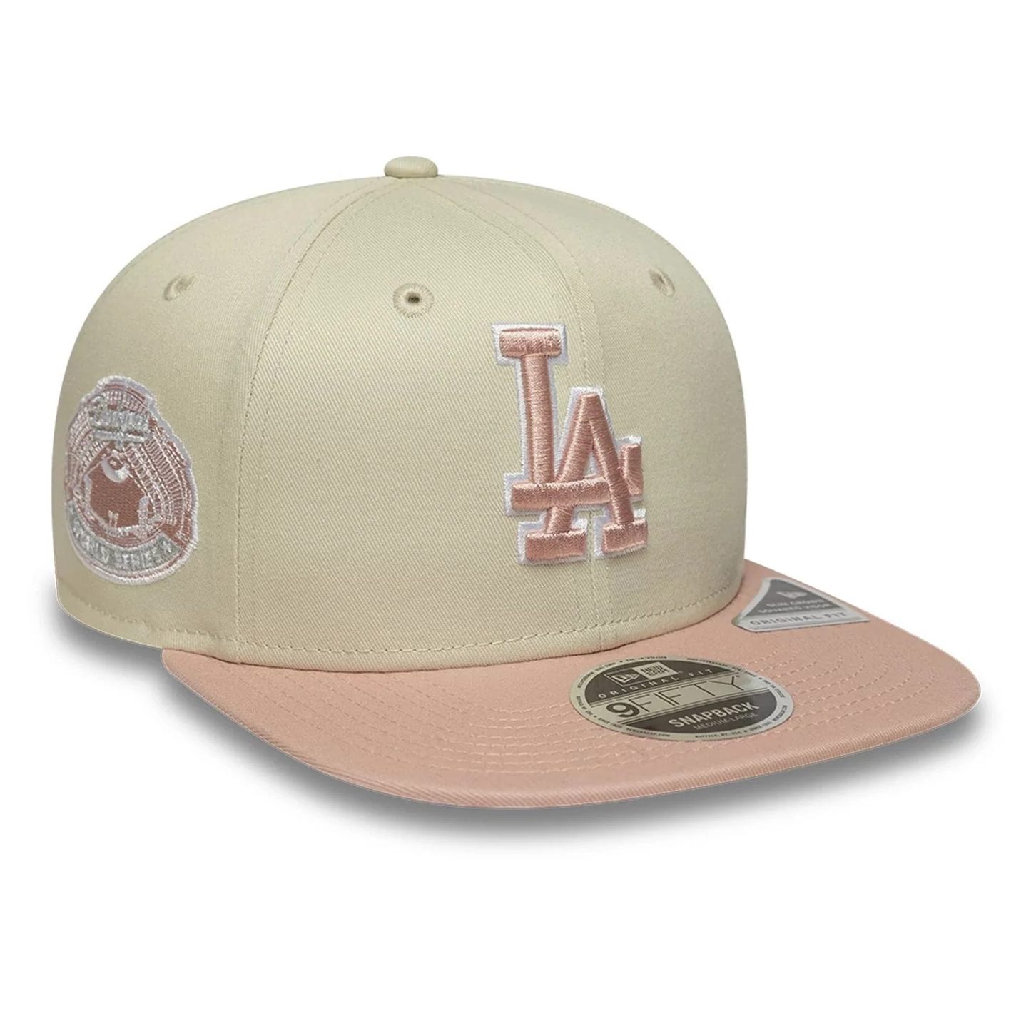 NEW ERA LA Dodgers MLB World Series Patch Light Beige 9FIFTY Snapback Adjustable Cap