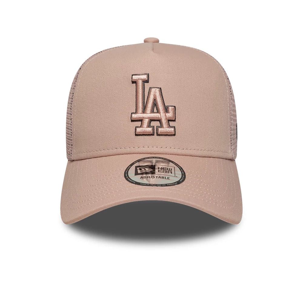 NEW ERA LA Dodgers MLB Outline Pastel Pink 9FORTY E-Frame Trucker Adjustable Cap