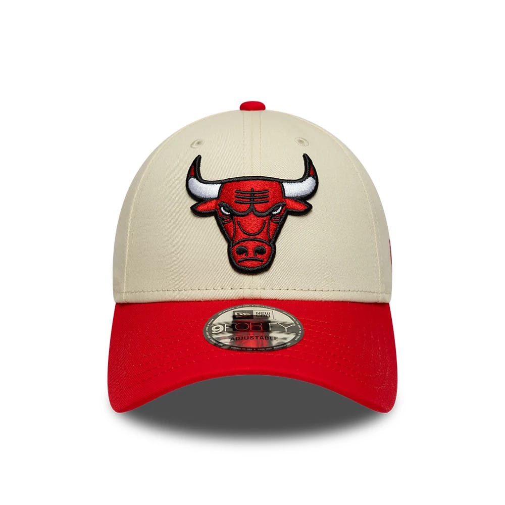 NEW ERA Chicago Bulls NBA Colourblock Cream & Red 9FORTY Adjustable Cap