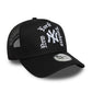 NEW ERA New York Yankees MLB Script Black 9FORTY A-Frame Trucker Adjustable Cap
