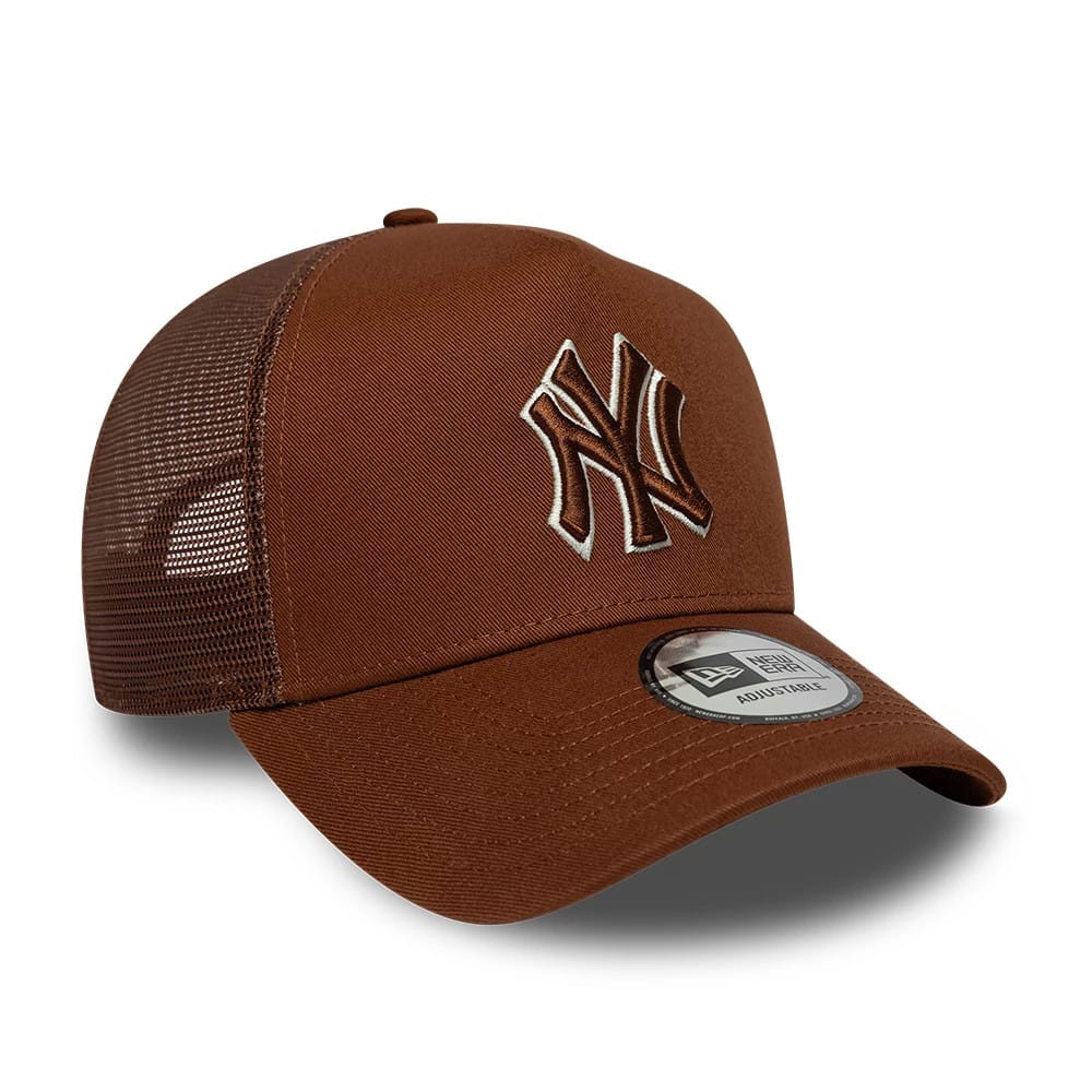 NEW ERA New York Yankees MLB Outline Brown 9FORTY E-Frame Trucker Adjustable Cap