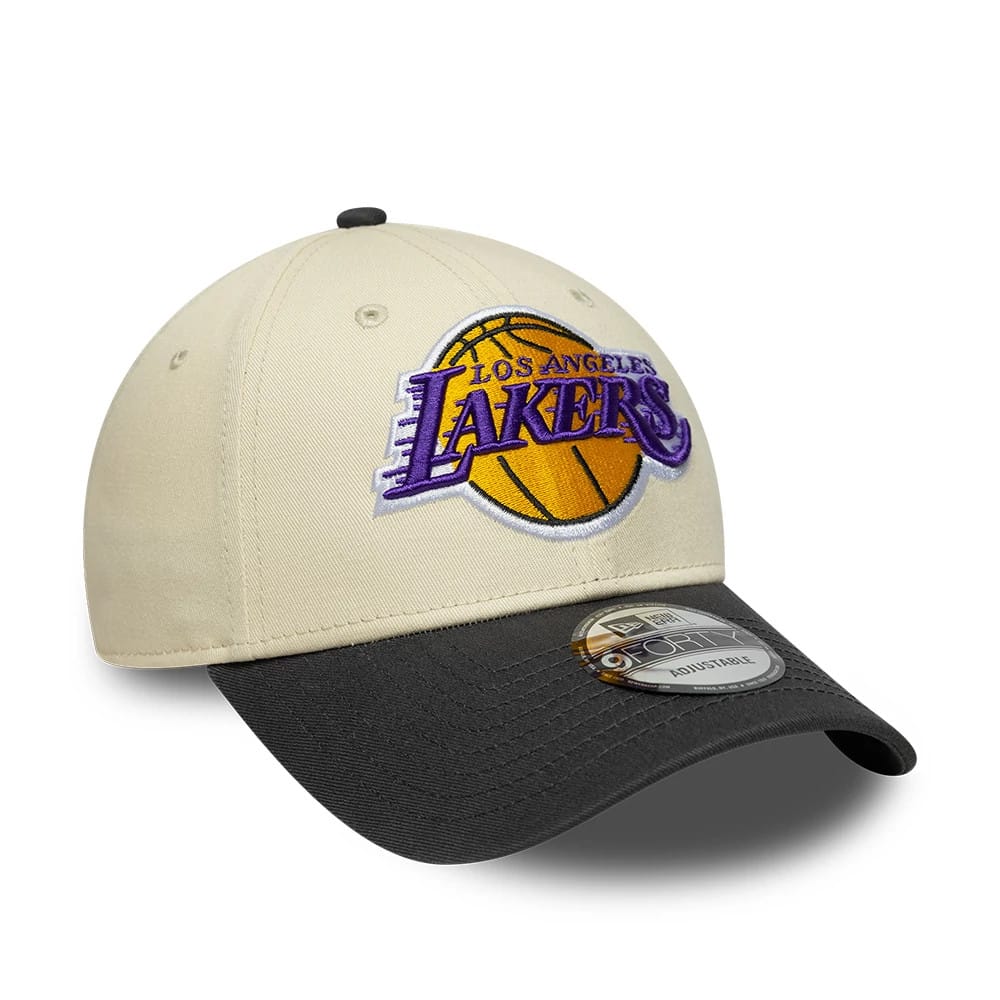 NEW ERA LA Lakers NBA Colourblock Cream & Black 9FORTY Adjustable Cap