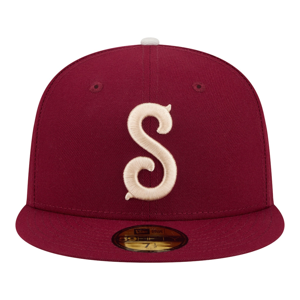 New Era Hub City Spartanburgers Dark Red Minor League Theme Nights 59FIFTY Fitted Hat