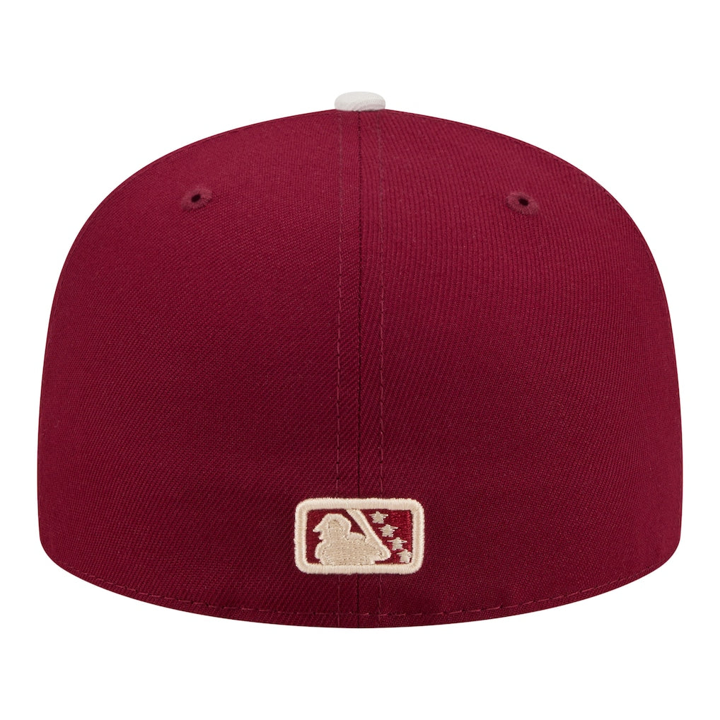 New Era Hub City Spartanburgers Dark Red Minor League Theme Nights 59FIFTY Fitted Hat