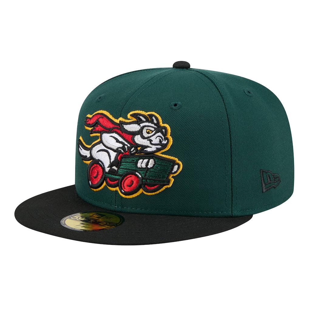 New Era Hickory Crawdads Dark Green Theme Nights 59FIFTY Fitted Hat