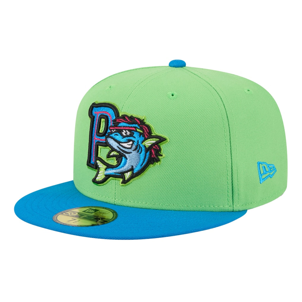 New Era Pensacola Blue Wahoos Neon Green Theme Nights 59FIFTY Fitted Hat