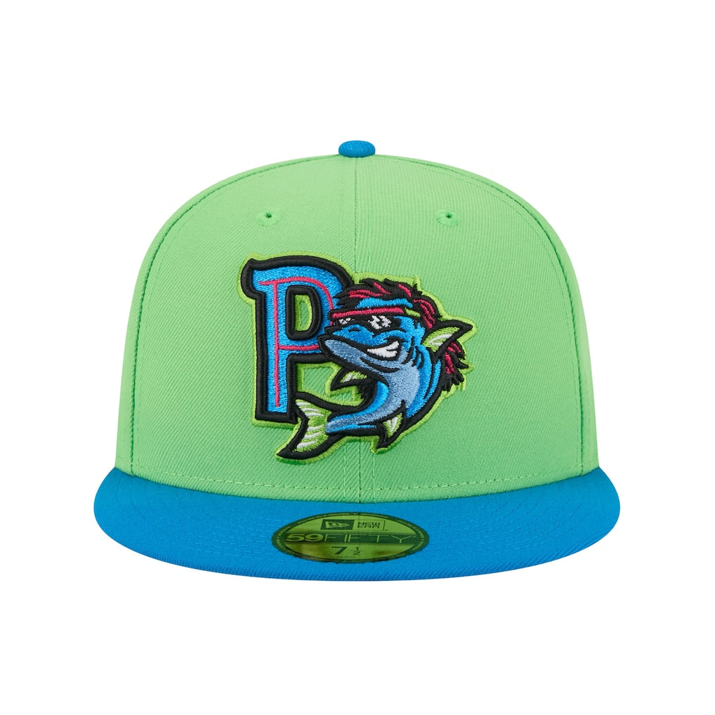 New Era Pensacola Blue Wahoos Neon Green Theme Nights 59FIFTY Fitted Hat